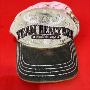 Team Realtree Ladies Fit Pink Camo Baseball‎ Cap Hat Distressed Adjustable